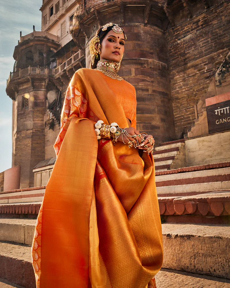 Orange Kanchivaram Silk Saree