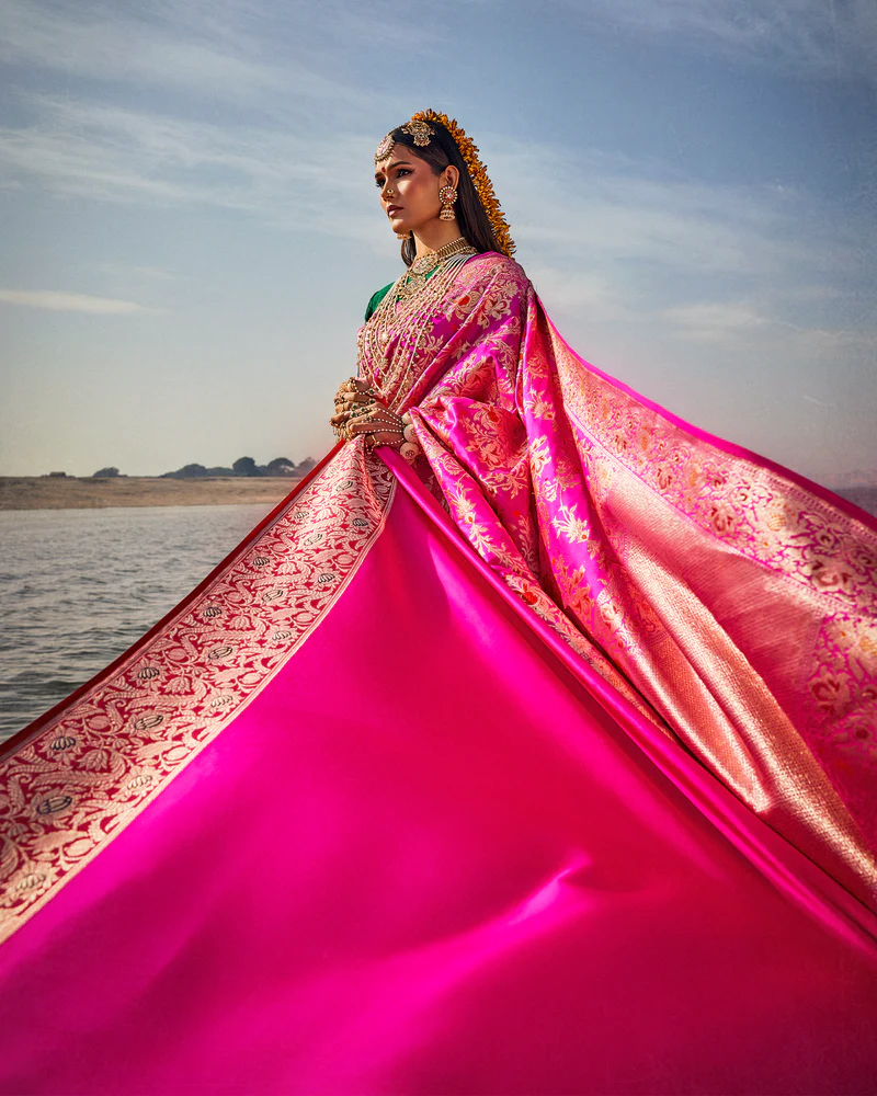 Pink Banarasi Silk Saree