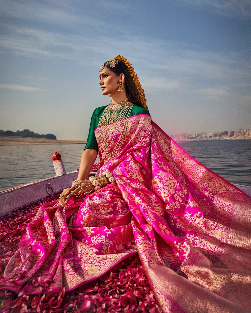Pink Banarasi Silk Saree