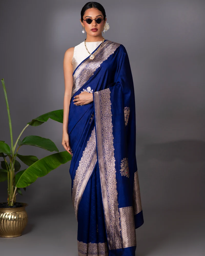 Blue Banarasi Poona Silk Saree