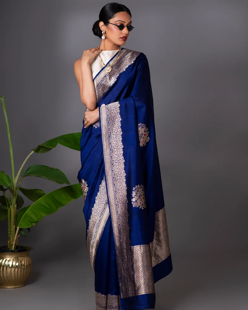 Blue Banarasi Poona Silk Saree