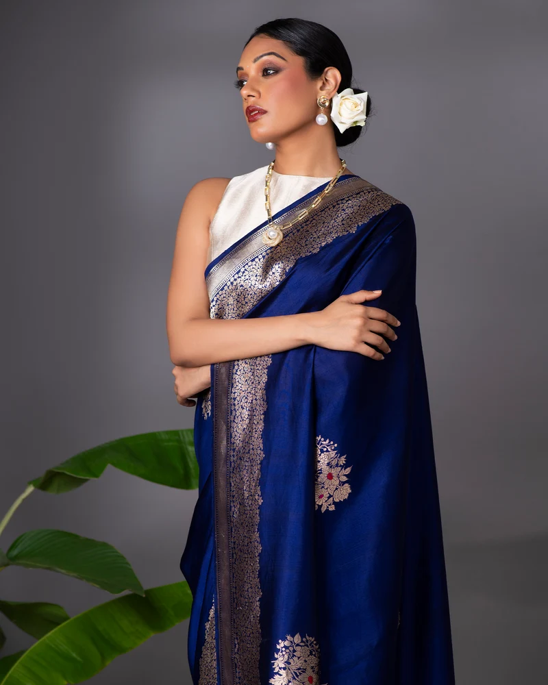 Blue Banarasi Poona Silk Saree