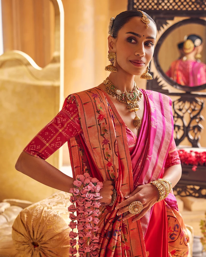 Red Paithani Silk Saree